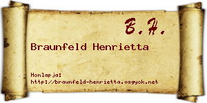 Braunfeld Henrietta névjegykártya